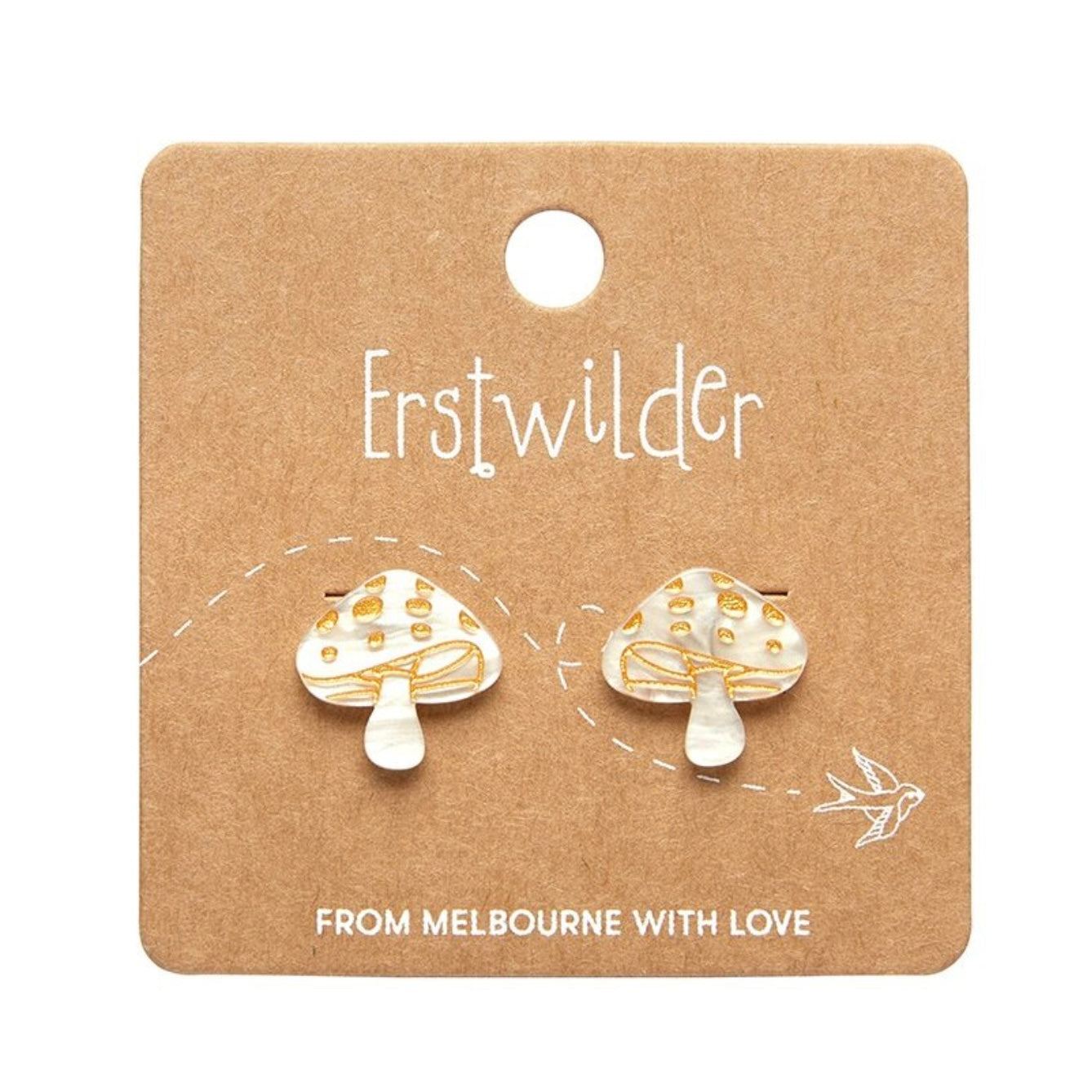 Erstwilder Mushroom Stud Earrings (Cream)