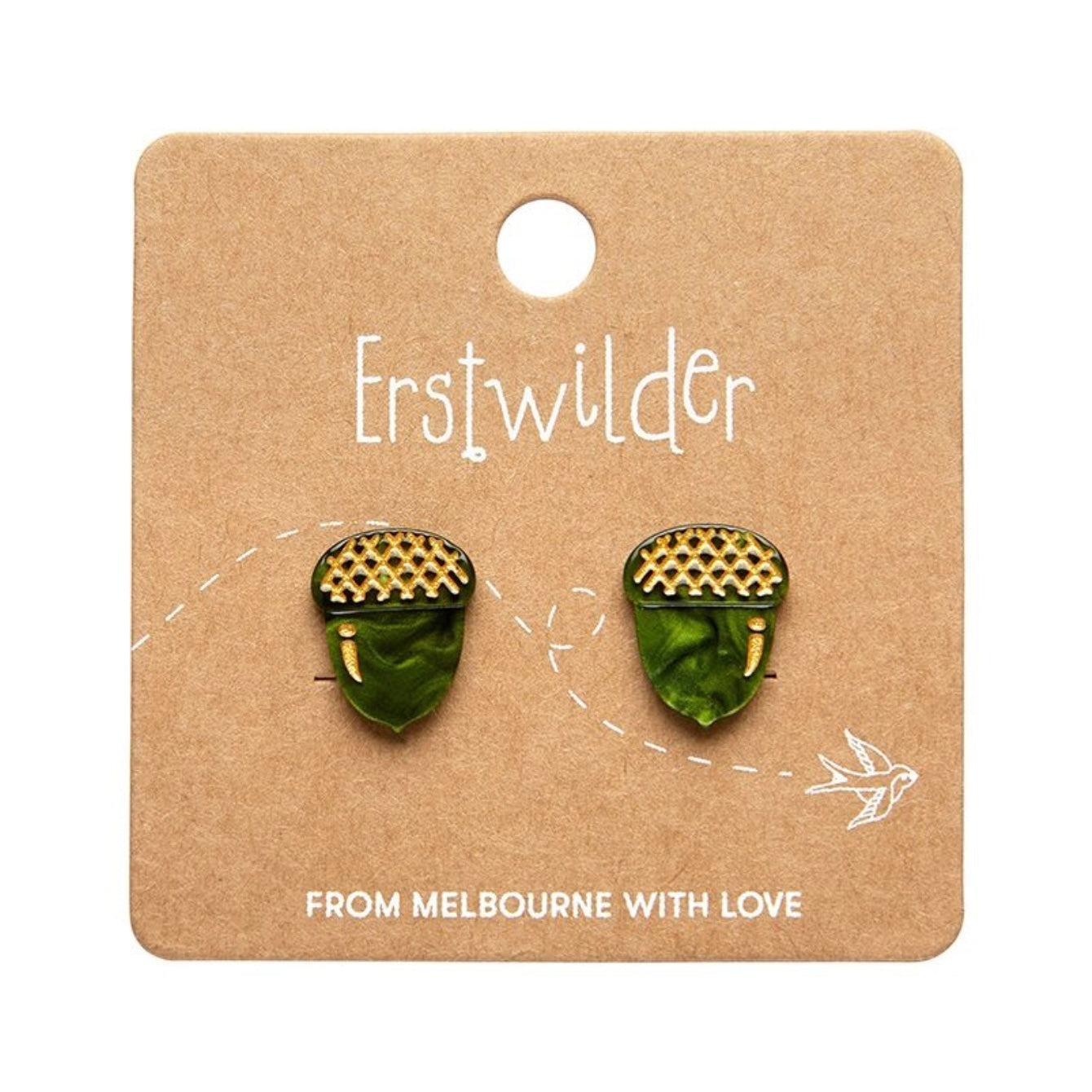 Erstwilder Acorn Stud Earrings (Green)