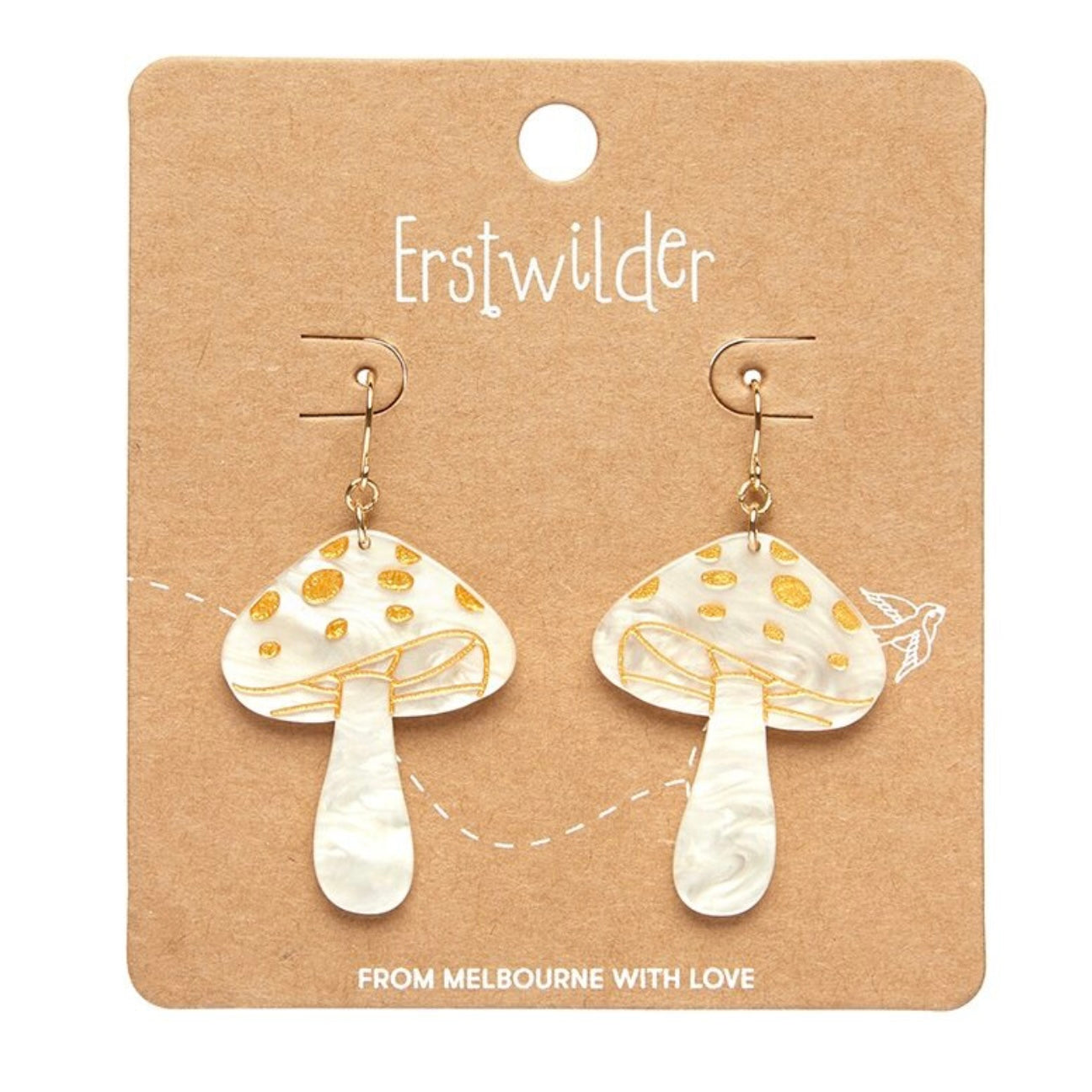 Erstwilder Mushroom Drop Earrings (Cream)