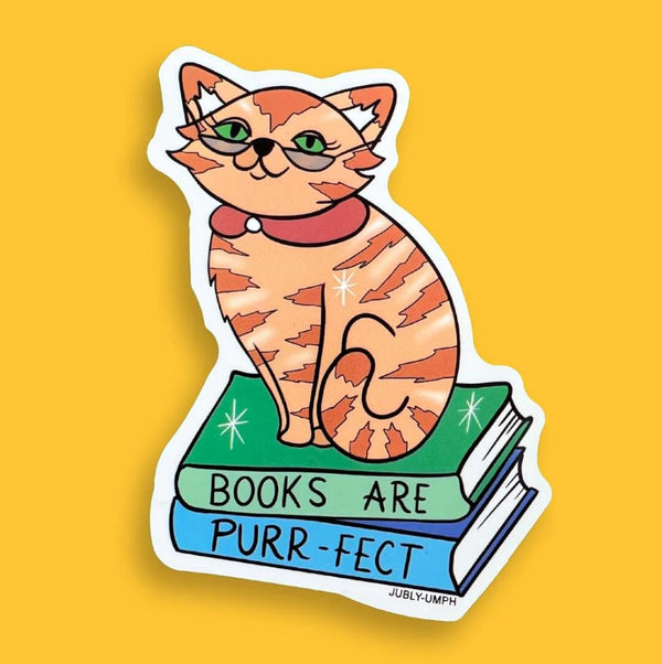 Jubly-Umph Originals Sticker, Books Are Purr-Fect – Willunga Gallery