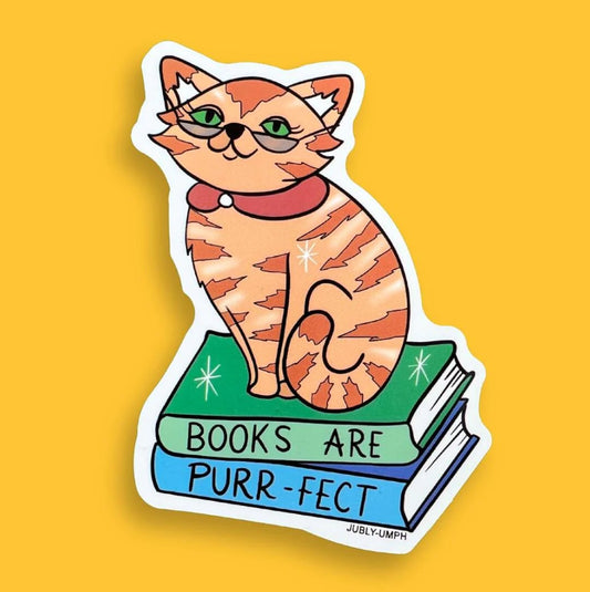 Jubly-Umph Originals Sticker, Books Are Purr-Fect