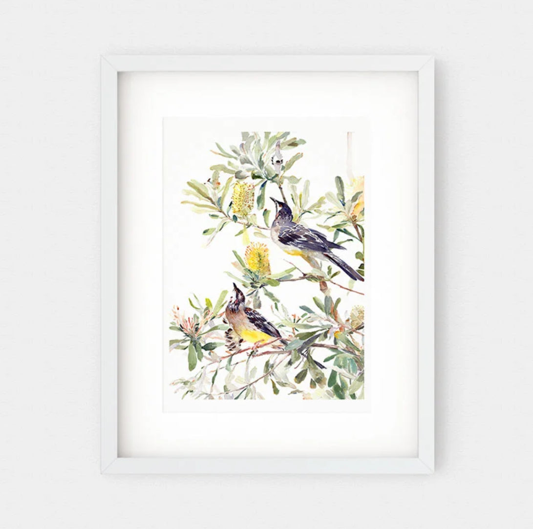 Choose Arts, Art By Qing - Fine Art Print, Red Wattlebirds