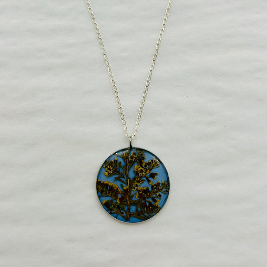Flowers In Your Hair - Large Pendant Necklace, light blue wildflowers
