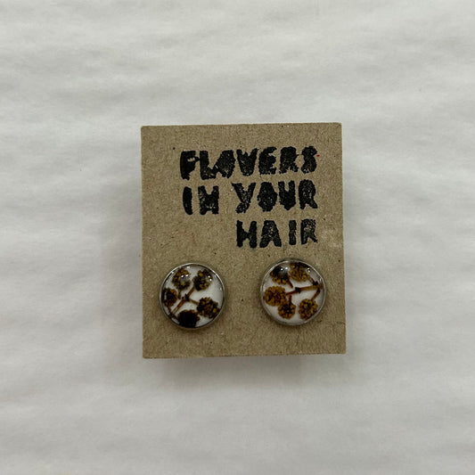 Flowers In Your Hair Stud Earrings - Golden Wattle