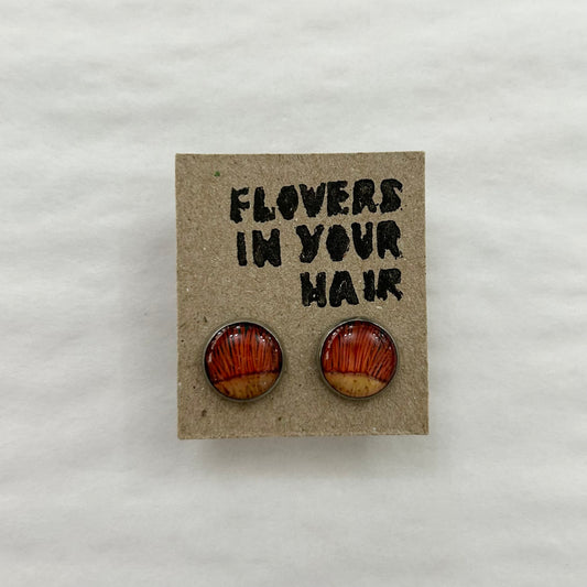 Flowers In Your Hair Stud Earrings - Orange Gumnut