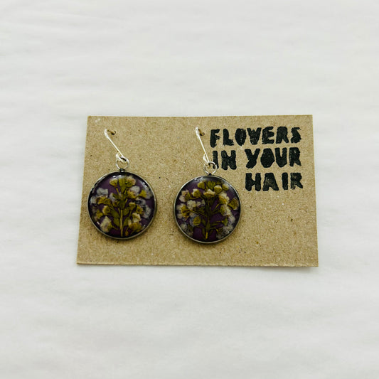 Flowers In Your Hair Medium Drop Earrings - Lavender Hues