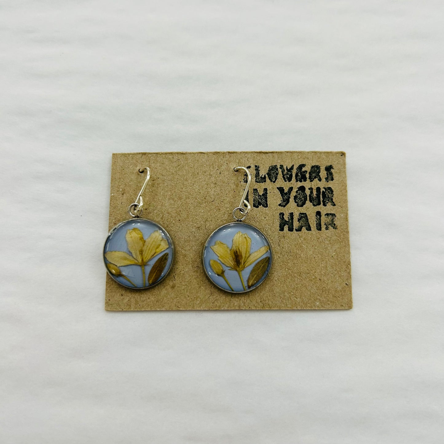 Flowers In Your Hair Medium Drop Earrings - Light Blue Bloom