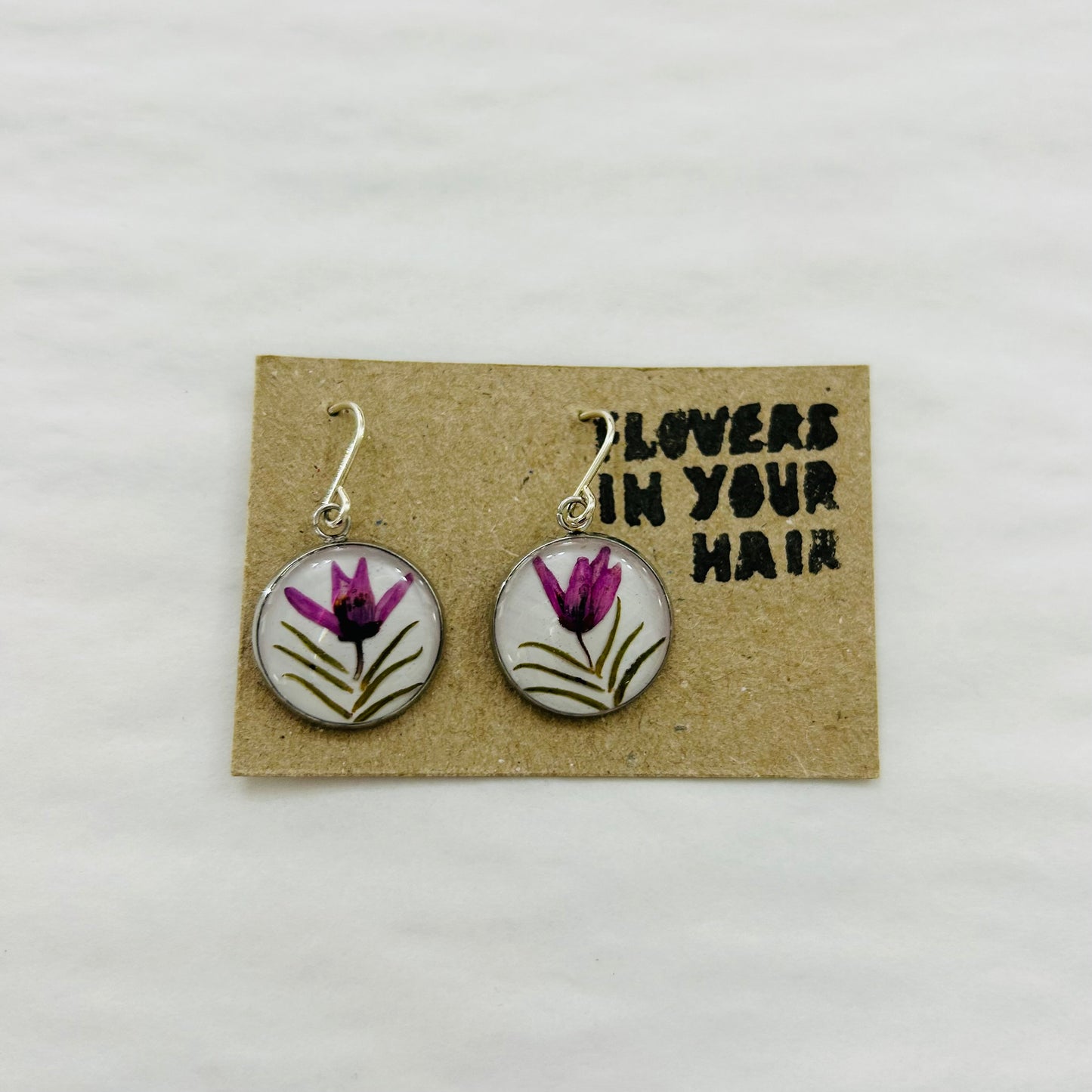 Flowers In Your Hair Medium Drop Earrings - Delicate Purple