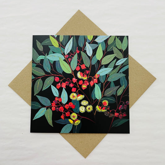 Flowers In Your Hair Card - Red Bud Mallee