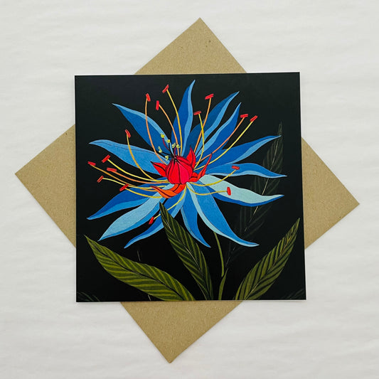 Flowers In Your Hair Card Blue Flower
