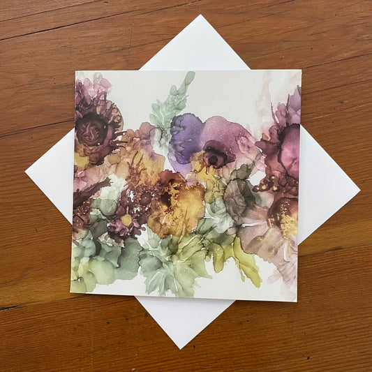 Katy J Designs Square Card - Mauve Bouquet