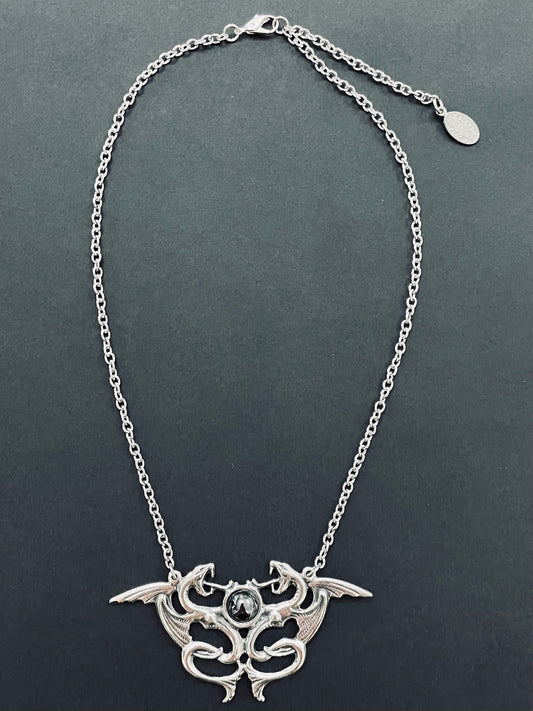 Calypso Flash Fine Chain Necklace- Dragons with Hematite