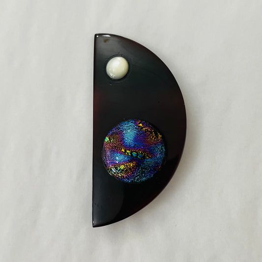 Calypso Flash Brooch - Dichroic Glass and Shell