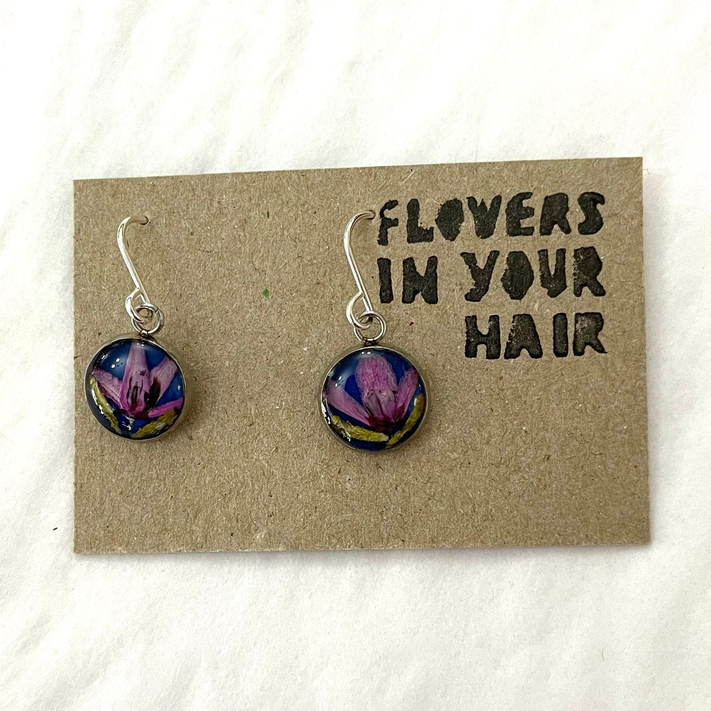 Flowers In Your Hair Small Drop Earrings - Round, Emery