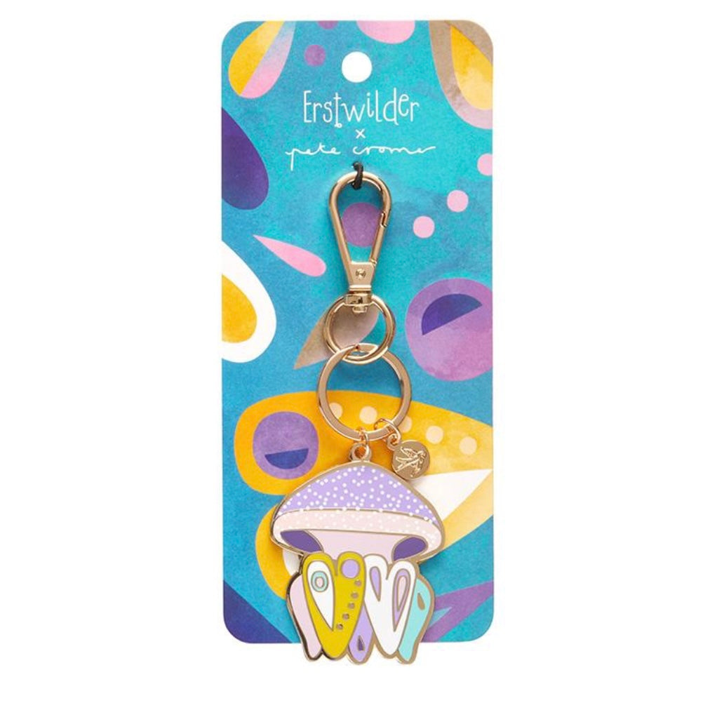 Erstwilder The Whimsical White Spotted Jellyfish Enamel Key Ring