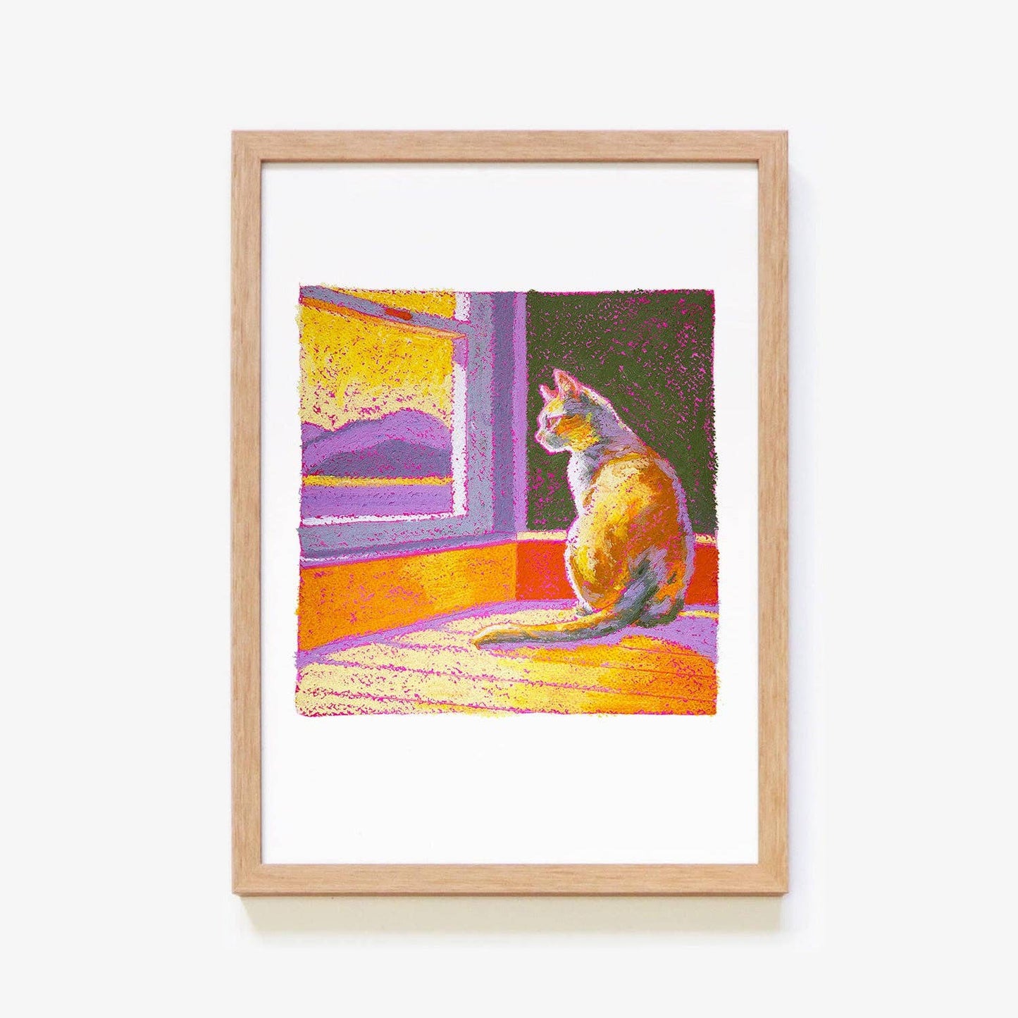 Lilac Sun Cat Art Print: A5