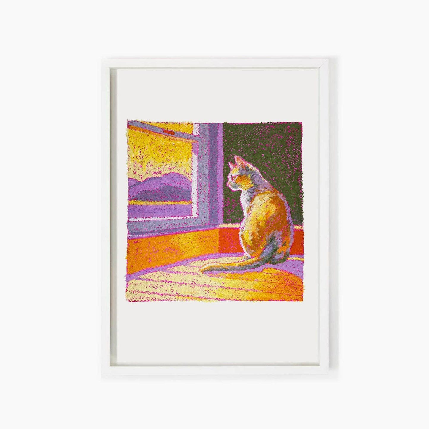 Lilac Sun Cat Art Print: A5