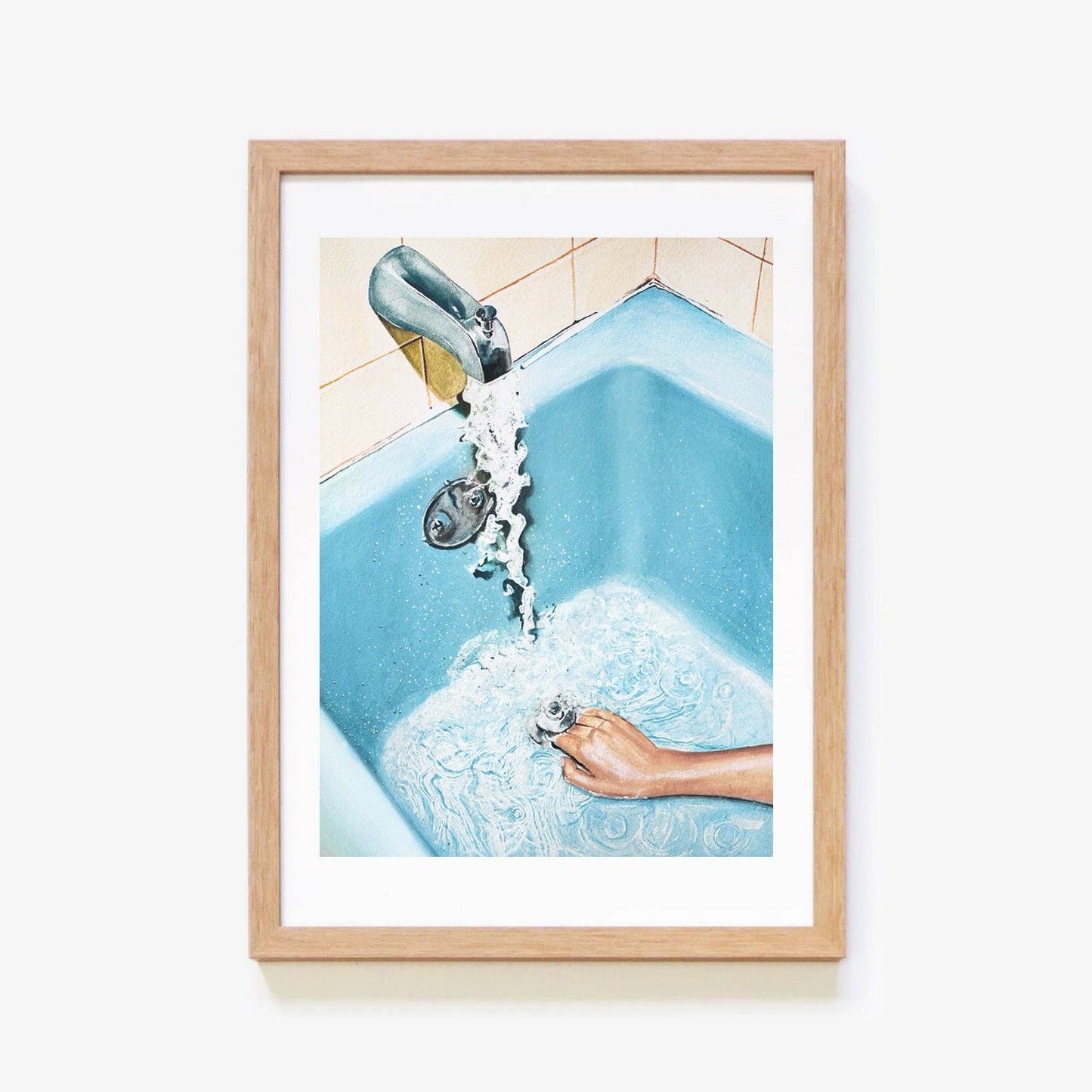 Retro Blue Bath Art Print: A4