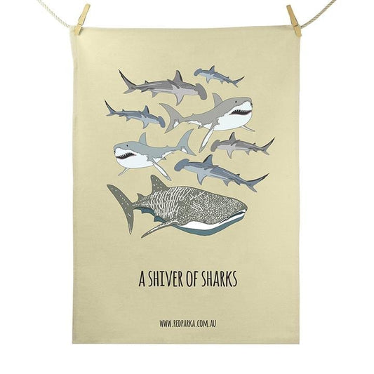 Red Parka Tea Towel Shiver of Sharks