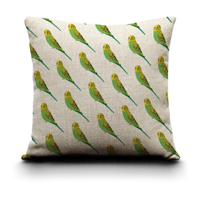 Red Parka Cushion Cover Budgerigar