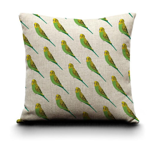 Red Parka Cushion Cover Budgerigar