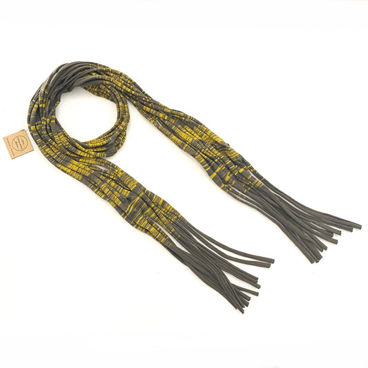One Thousand Lines Scarf - Taupe and Yellow