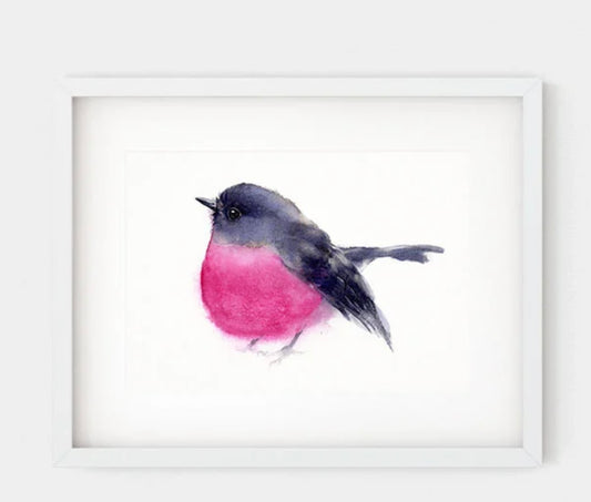 Choose Arts Art by Qing - Fine Art Print Pink Robin