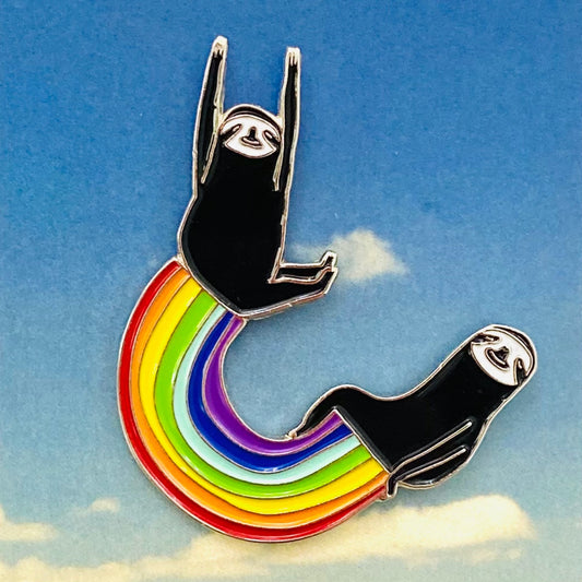 Surfing Sloth Enamel Pin Rainbow Sloths