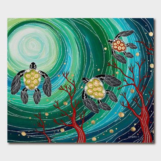 Melanie Hava Card Turtles and Red Coral