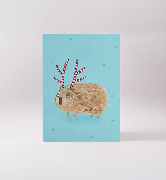 Surfing Sloth Christmas Card Antler Wombat