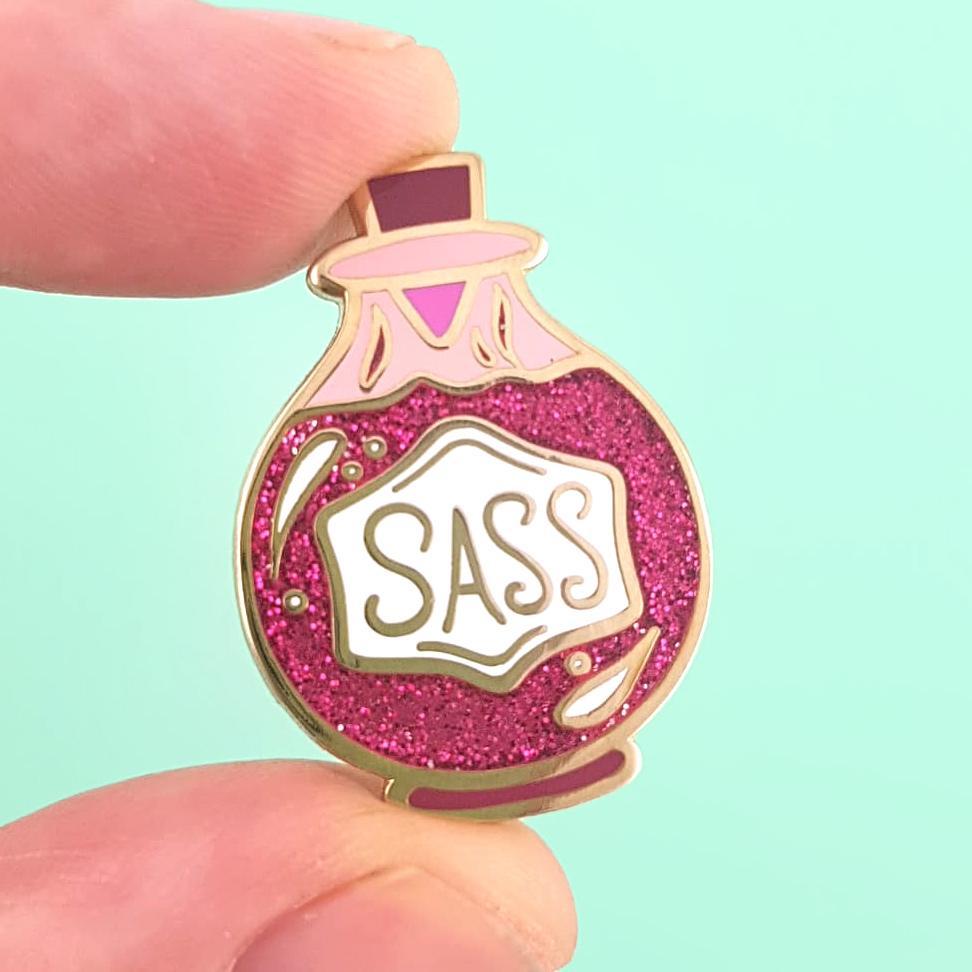 Jubly-Umph Lapel Pin Shot of Sass