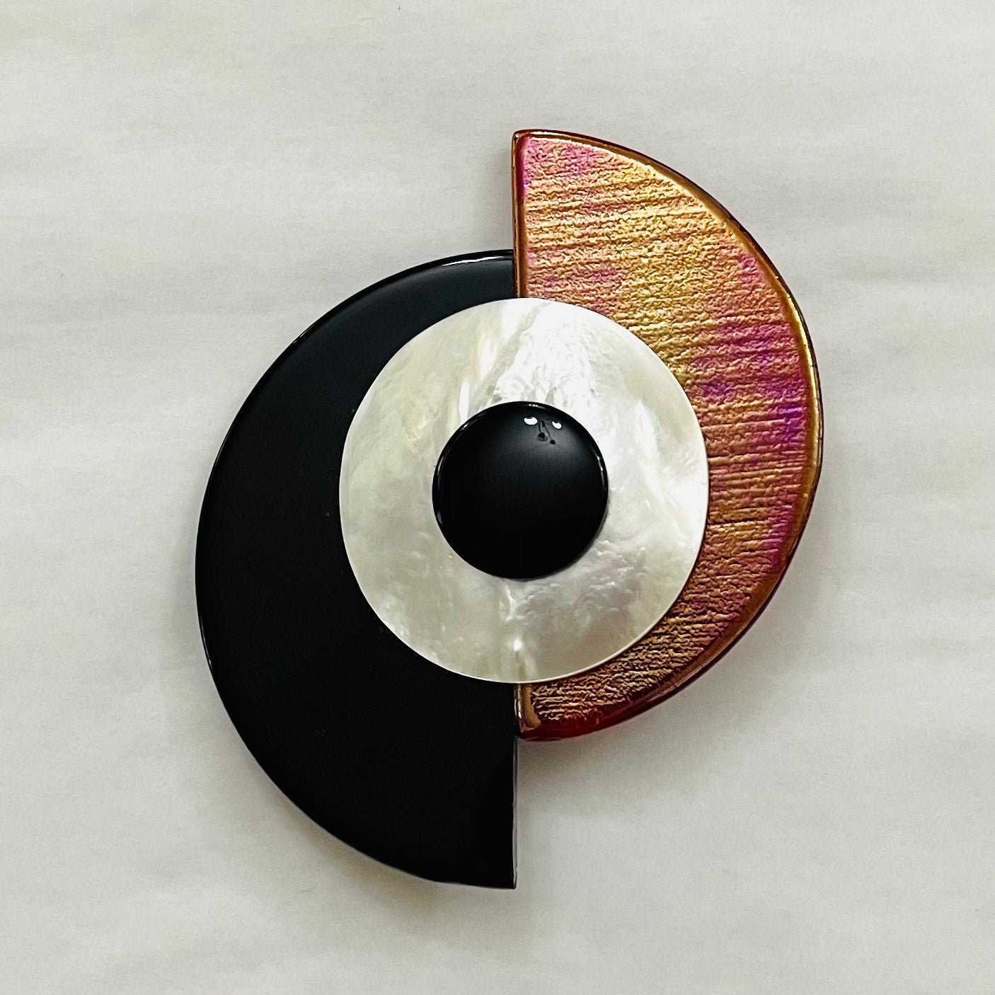 Calypso Flash Art Deco Brooch - Glass and Hematite