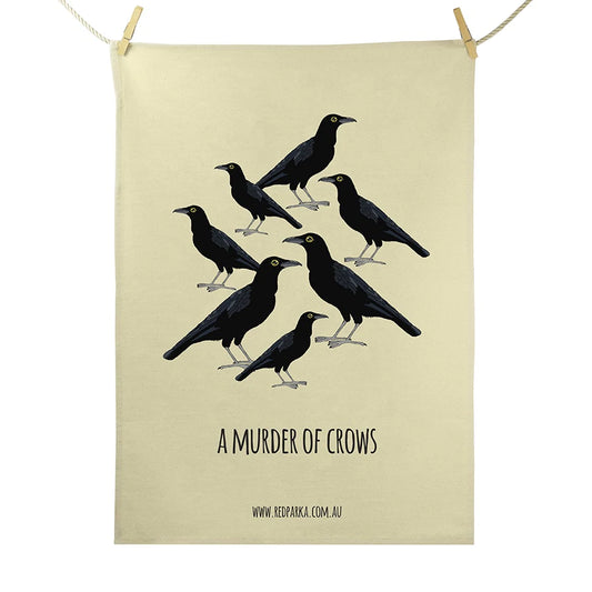 Red Parka Tea Towel Murder of Crows