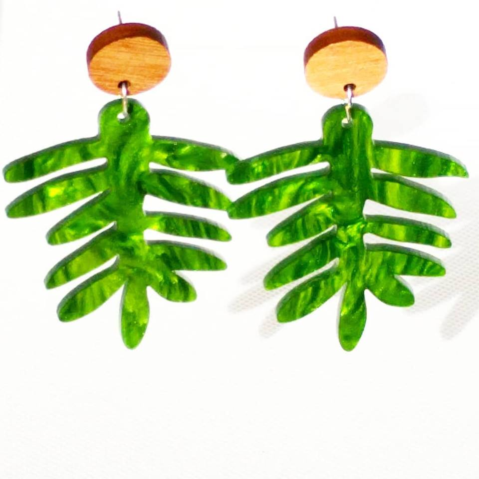 Under The Shade of a Bonsai Tree Earrings Fern Frond Dangles