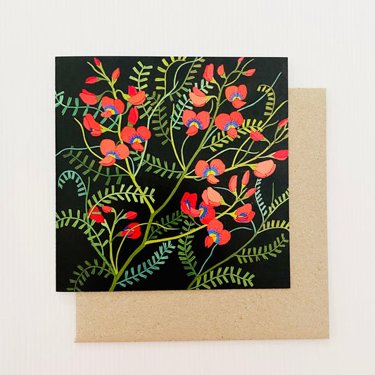 Flowers In Your Hair Card - Red Pea