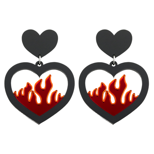 Haus Of Dizzy Flamezz Heart Earrings