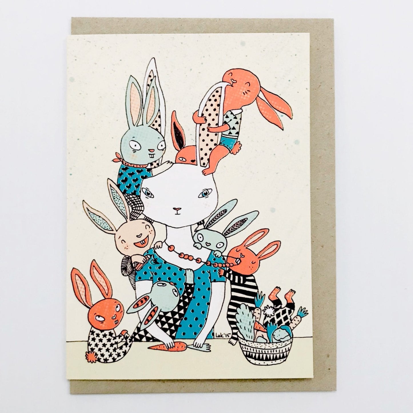 Surfing Sloth Card Rabbit Mother