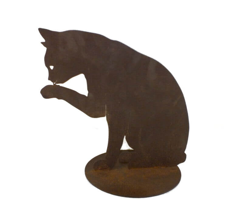 Overwrought Cat Licking Paw Stand