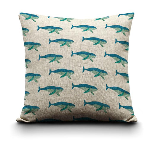 Red Parka Cushion Cover Whales