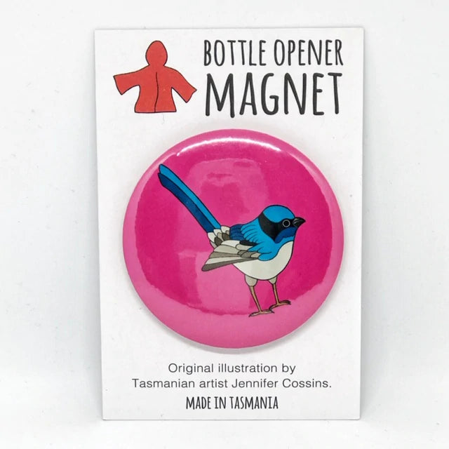 Red Parka Magnetic Bottle Opener Blue Wren