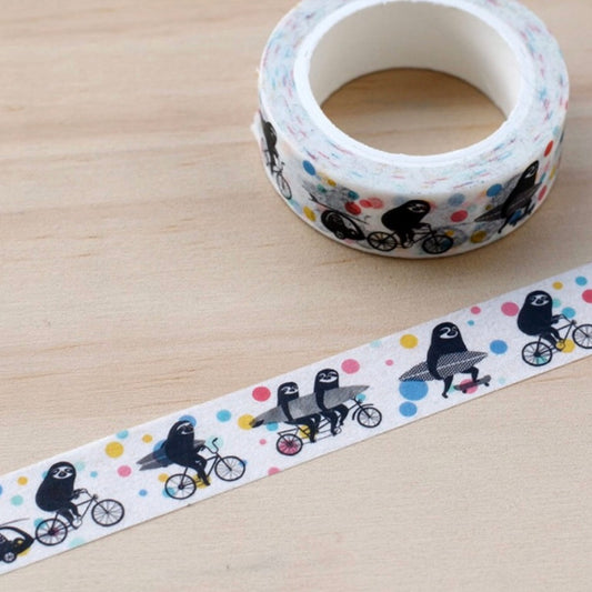 Surfing Sloth Washi Tape - Cycling Sloths