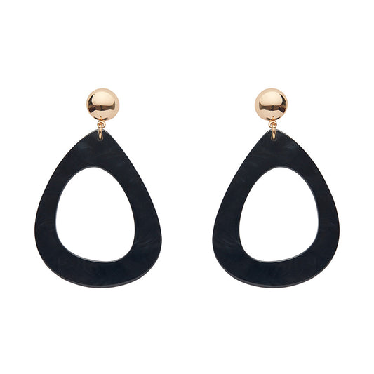 Erstwilder Statement Ripple Resin Tear Drop Earrings - Black