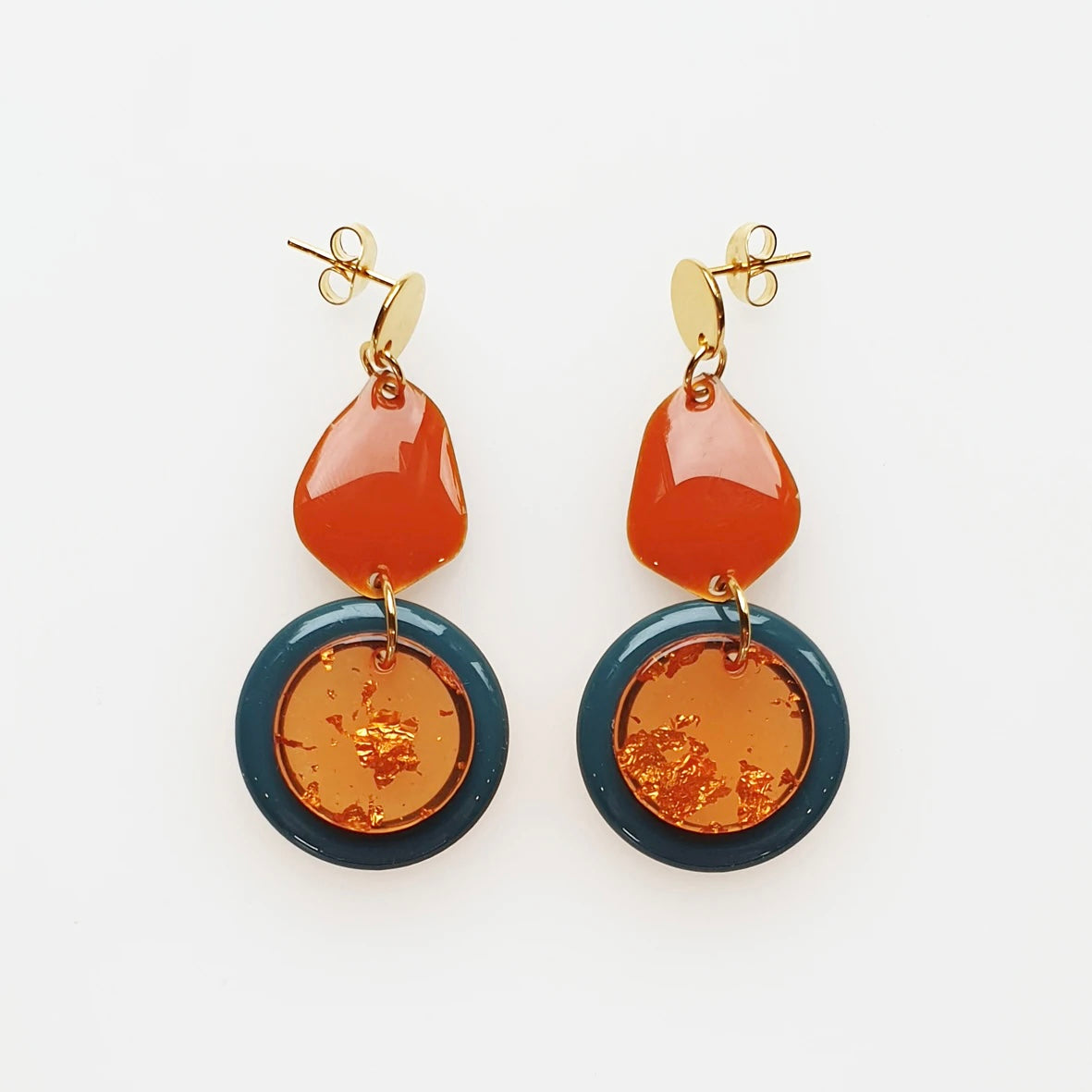 Middle Child Earrings Goldrush Terracotta/Teal