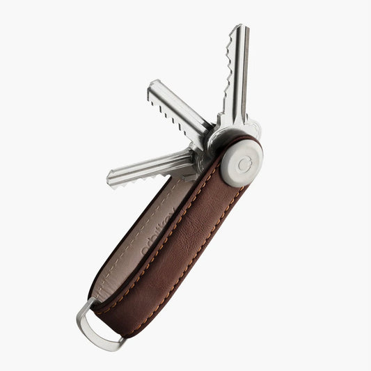 Orbitkey Key Organiser Leather Espresso With Brown Stitching