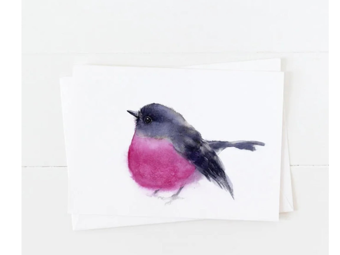 Choose Arts Art by Qing - Card, Pink Robin