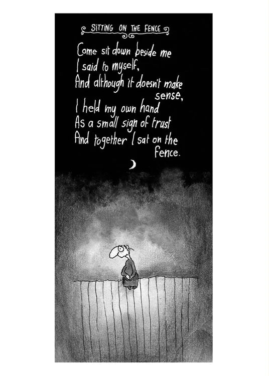 Michael Leunig Card Sitting On The Fence