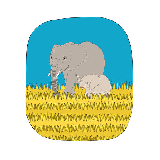 Red Parka Baby Elephant Print