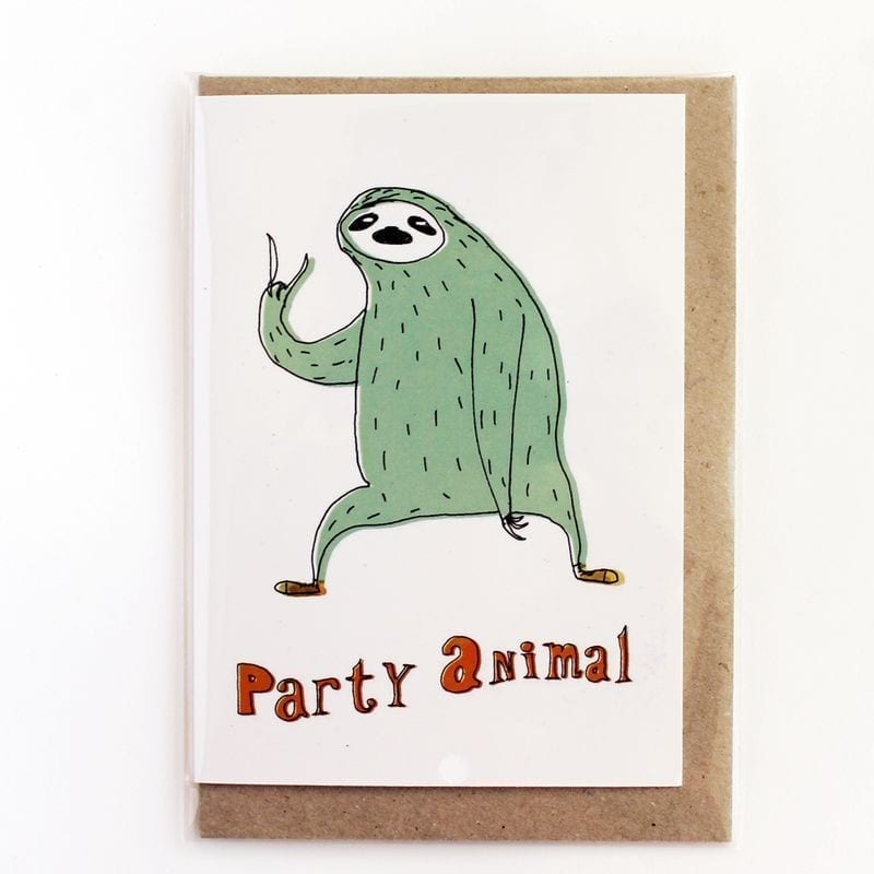 Surfing Sloth Card Party Animal