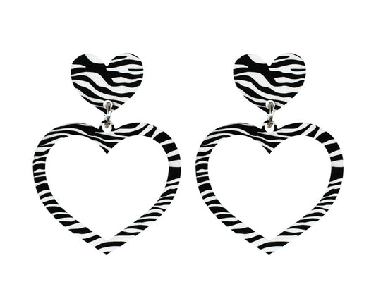 Haus Of Dizzy Zebra Barbie Heart Earrings