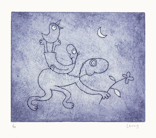 Michael Leunig Fine Art Print - Escapade at Night